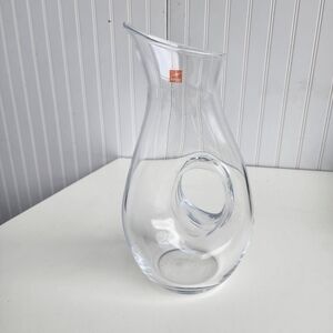 Bormioli Rocco Clear Glass Pitcher Carafe, 12" Tall 50 oz Made in Italy Hole